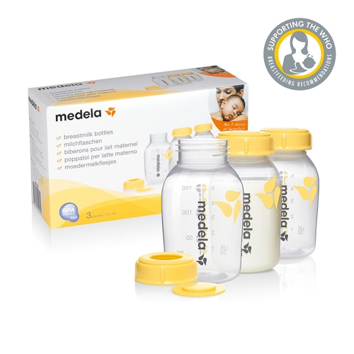 MEDELA 3x 150ml Milchflaschen Set BPA-frei inkl. 3x Schraubdeckel Babyflaschen
