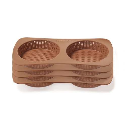 BETTY BOSSI Burgerbrötchen-Backform (4er-Set) Brot Brötchen Silikon Braun NEU