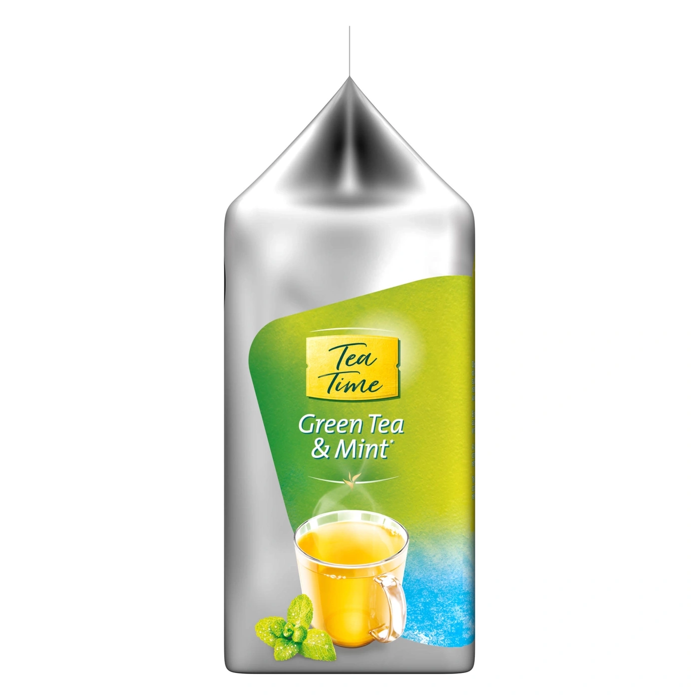 Teebeutel mit Grüntee und Minze, Tea Time, Getränk, Kräutertee, Verpackung