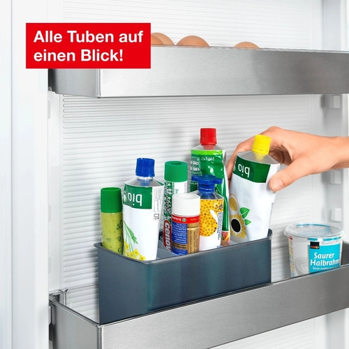 BETTY BOSSI 2x Tuben-Organizer aus Kunststoff Blau Kühlschrank Aufbewahrung NEU