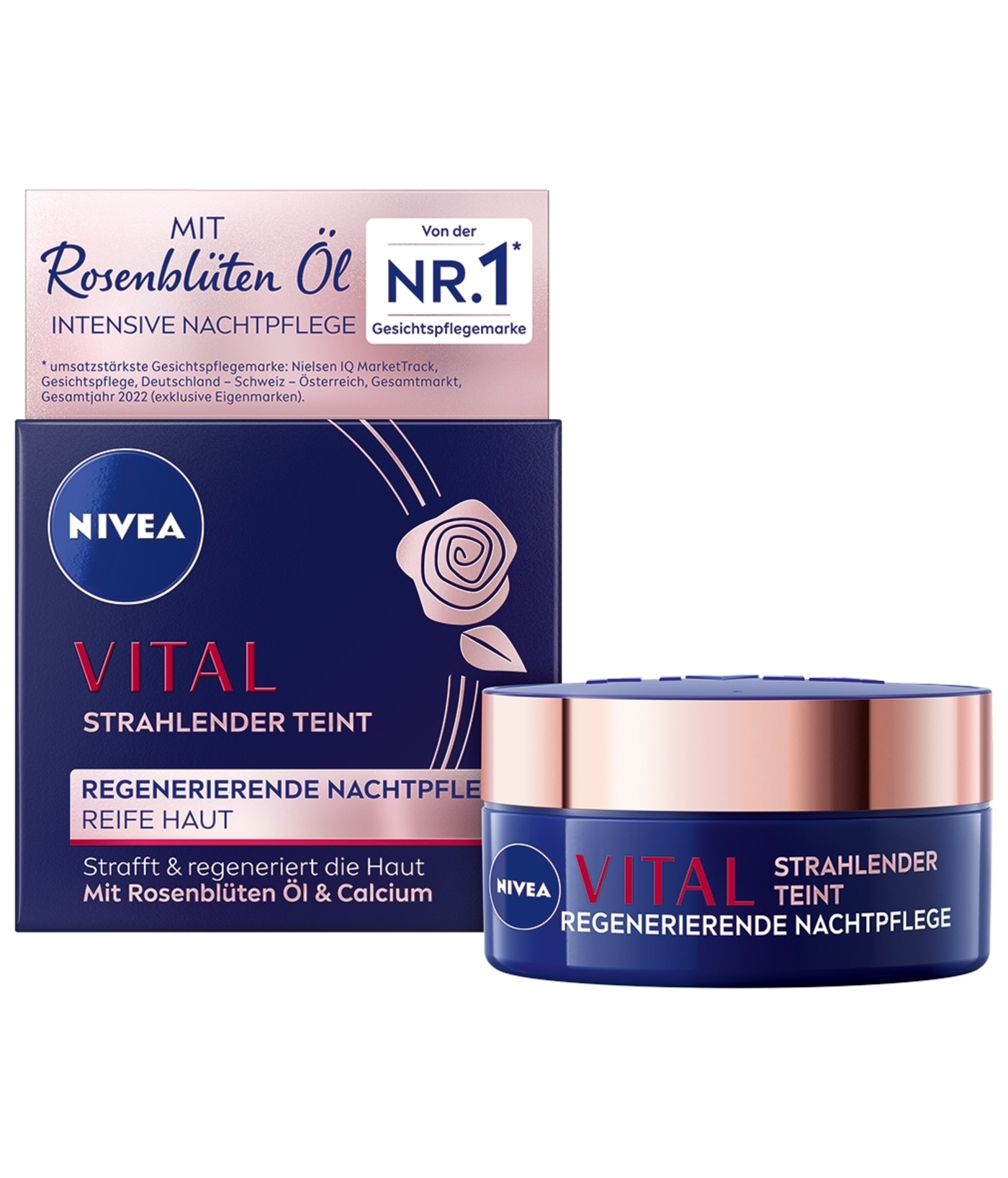 Nivea Vital Nachtpflege mit Rosenblüten Öl, strahlender Teint, reife Haut