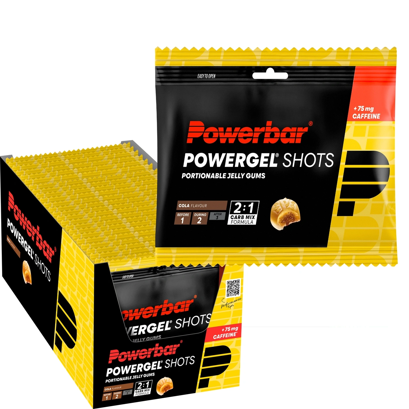 powerbar Shots Gummis in Cola-Geschmack mit Koffein