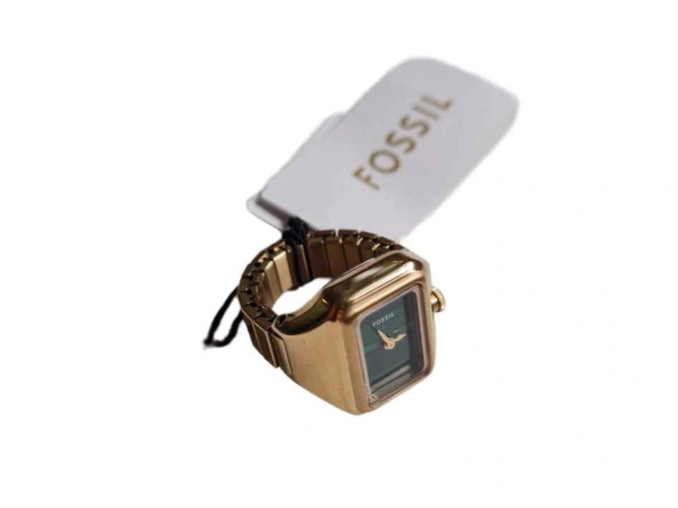 Goldfarbene Fossil Ringuhr mit Anhänger