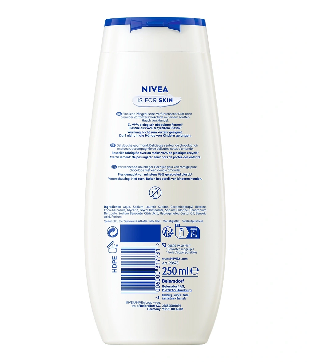 Nivea Duschgel mit Duft von Schokolade und Mandel.