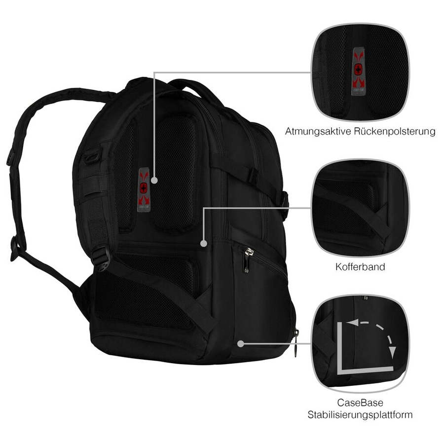 WENGER Deluxe-Laptop-Rucksack Transit 16" Laptop 27 Liter Tablet-Fach Schwarz
