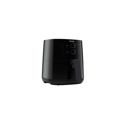 Schwarze Philips Airfryer, isoliert auf weißem Hintergrund, Nahaufnahme, Küchengerät