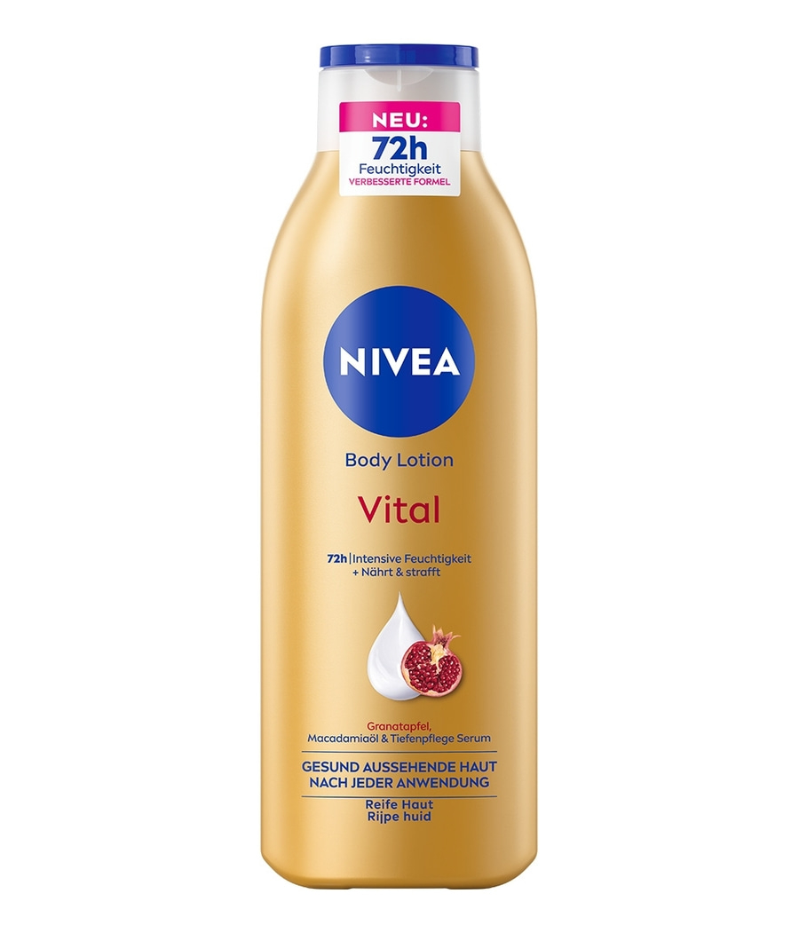 NIVEA Vital Body Lotion 3 x 250ml Granatapfel, Macadamiaöl & Tiefenpflege Serum