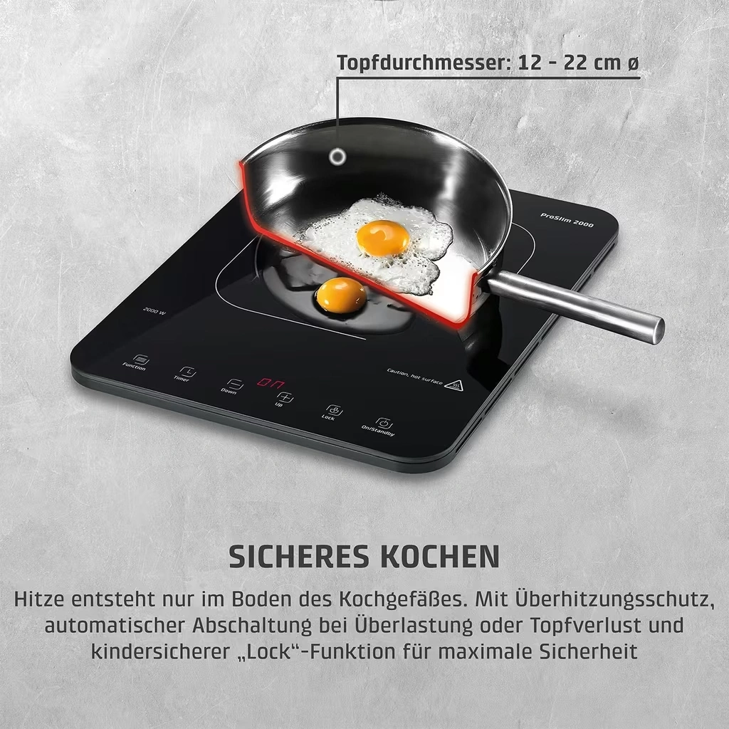 CASO Design ProSlim 2000 mobiles Induktionskochfeld Touchbedienung 2000W NEU