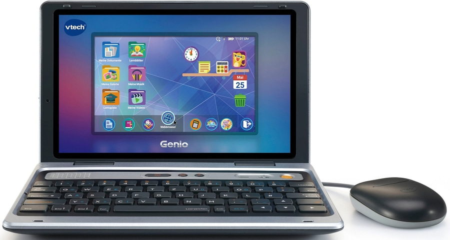 Vtech Kindercomputer School & Go Genio Lernlaptop XL silber 40 Lernspiele WLAN