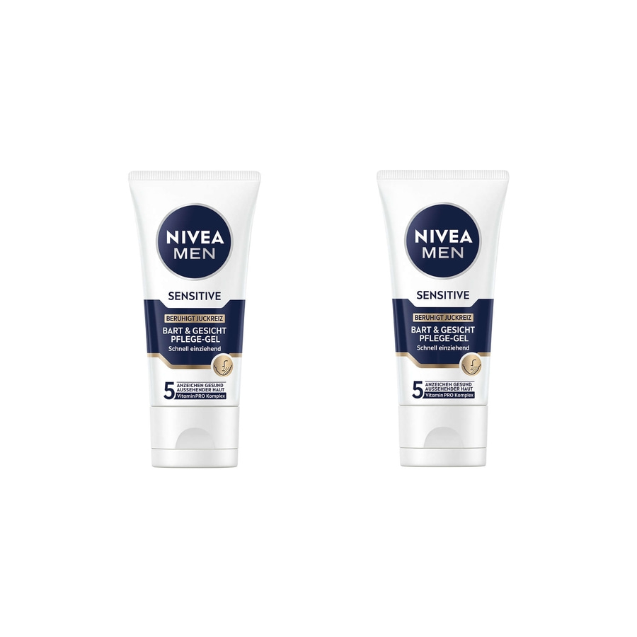 NIVEA MEN Bart & Gesichtspflege Gel Sensitive 24h Feuchtigkeit lindernd 2 x 50ml