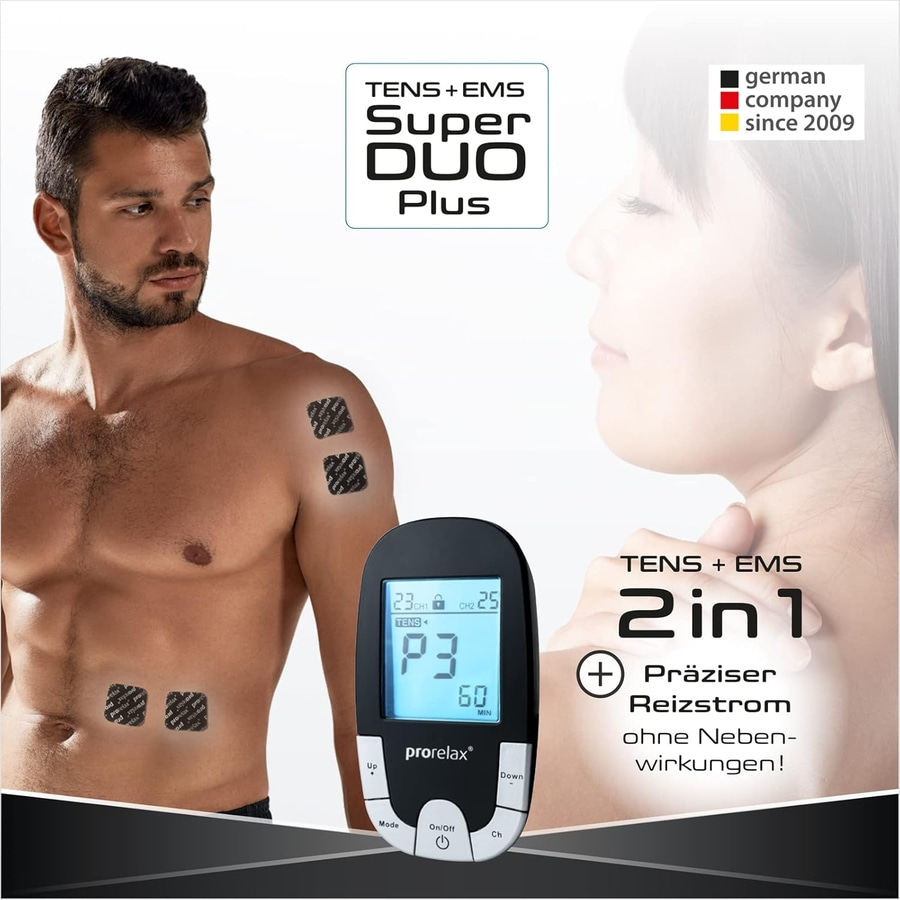 PROPELAX TENS/EMS Super Duo Plus Elektrostimulationsgerät 25 Stufen schwarz NEU