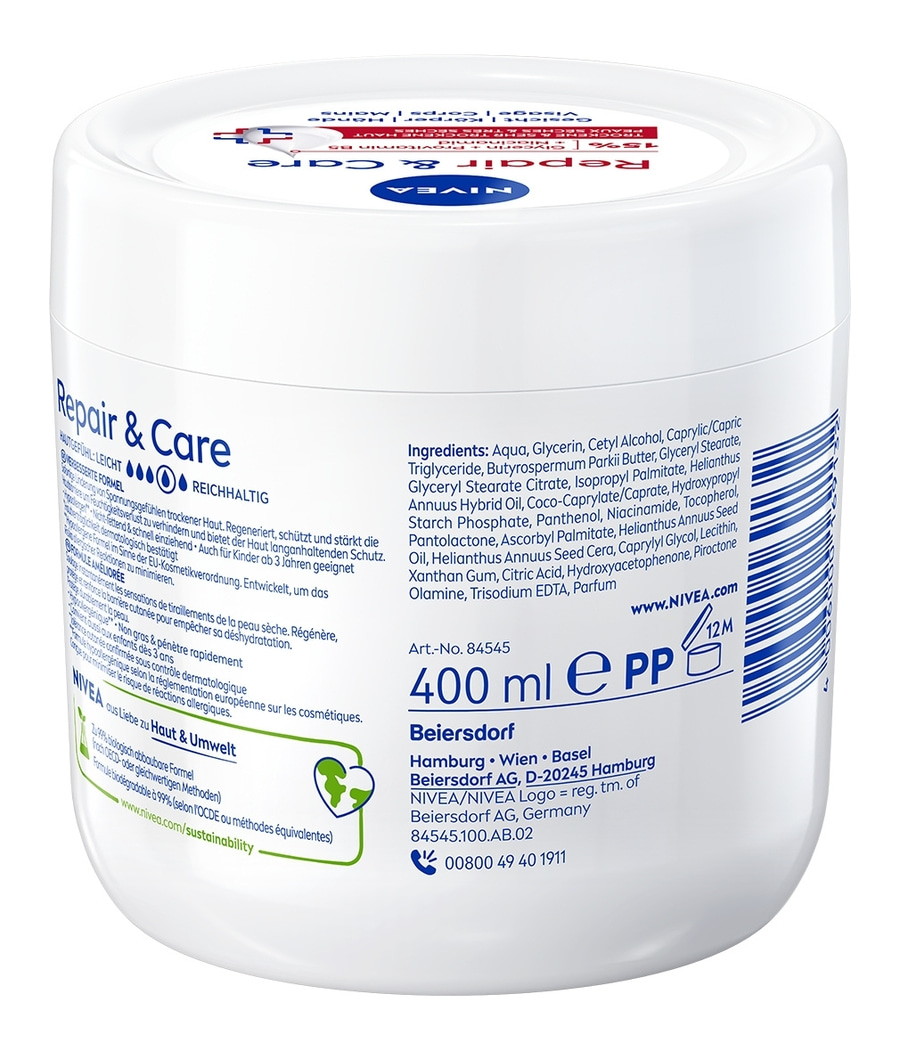 NIVEA Repair & Care Creme 2 x 400 ml 72h Feuchtigkeit