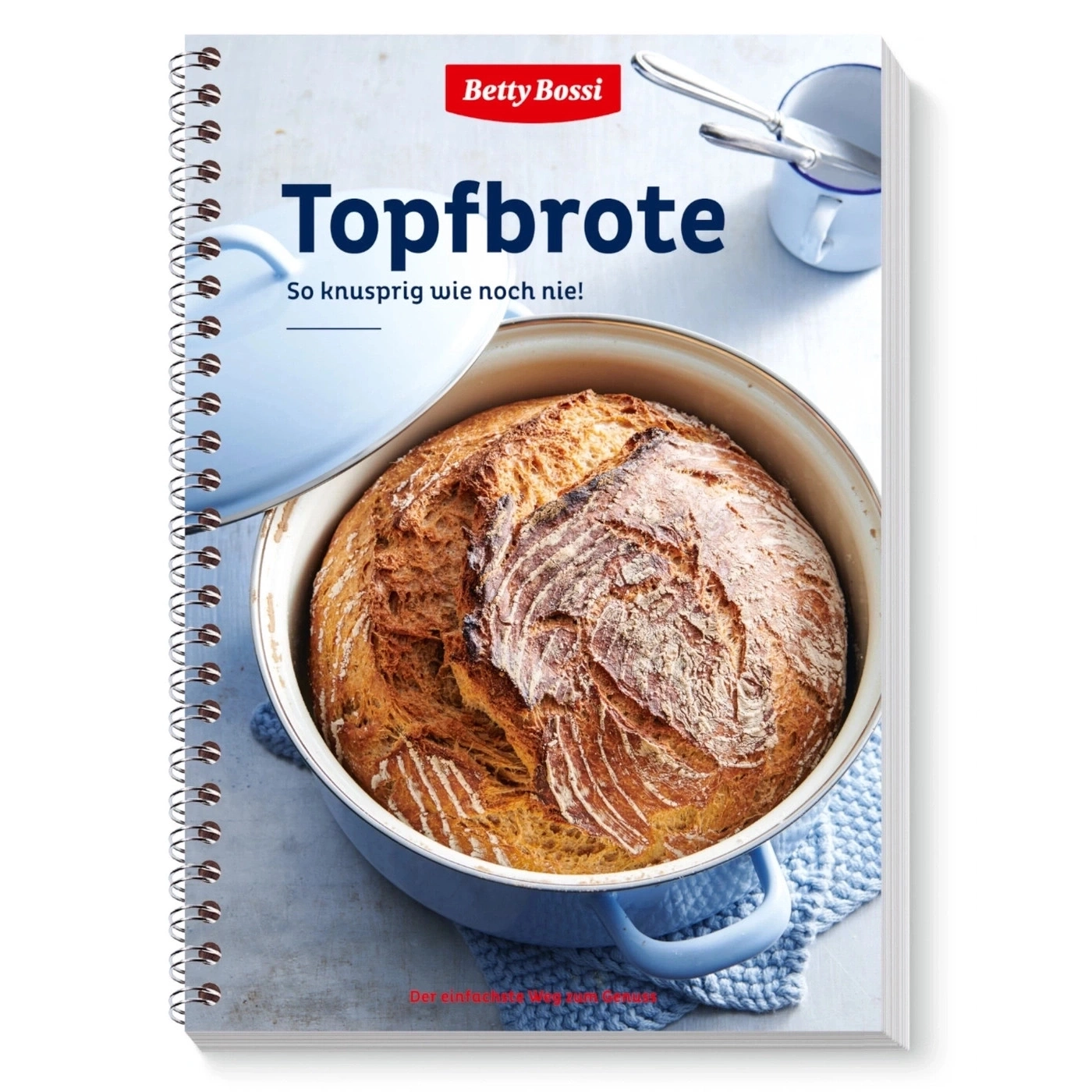 Ein Kochbuch mit einem Laib Brot in einem Kochtopf