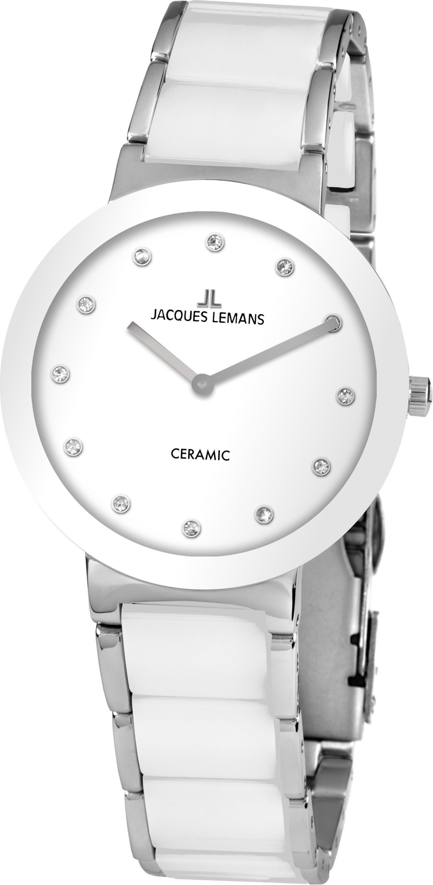 JACQUES LEMANS Damen Armbanduhr High-Tech Ceramic 42-7H Quarz Crystexglas 34mm