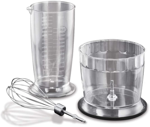 Küchenutensilien: Messbecher, Mixbecher, Schneebesen, transparent, mit Messskala