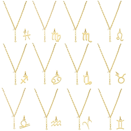 Goldene Halsketten mit Sternzeichen-Anhängern, Schmuckstücke, Modeaccessoires, elegant