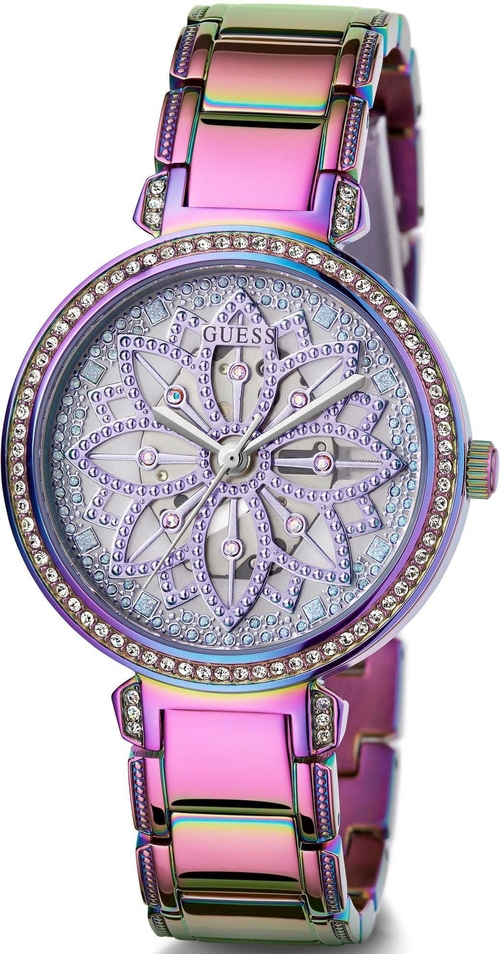 GUESS Damen Armbanduhr GW0528L4 Quarz Edelstahl lila-metallic 36mm