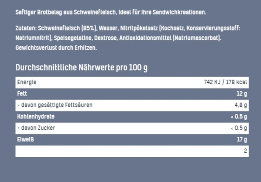 TULIP 12x 450g Sandwichbelag Schweinefleisch Frühstücksfleisch saftiges Fleisch