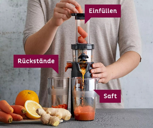 BETTY BOSSI Slow Juicer Compact Saftpresse inkl Zubehör Kaltentsafter