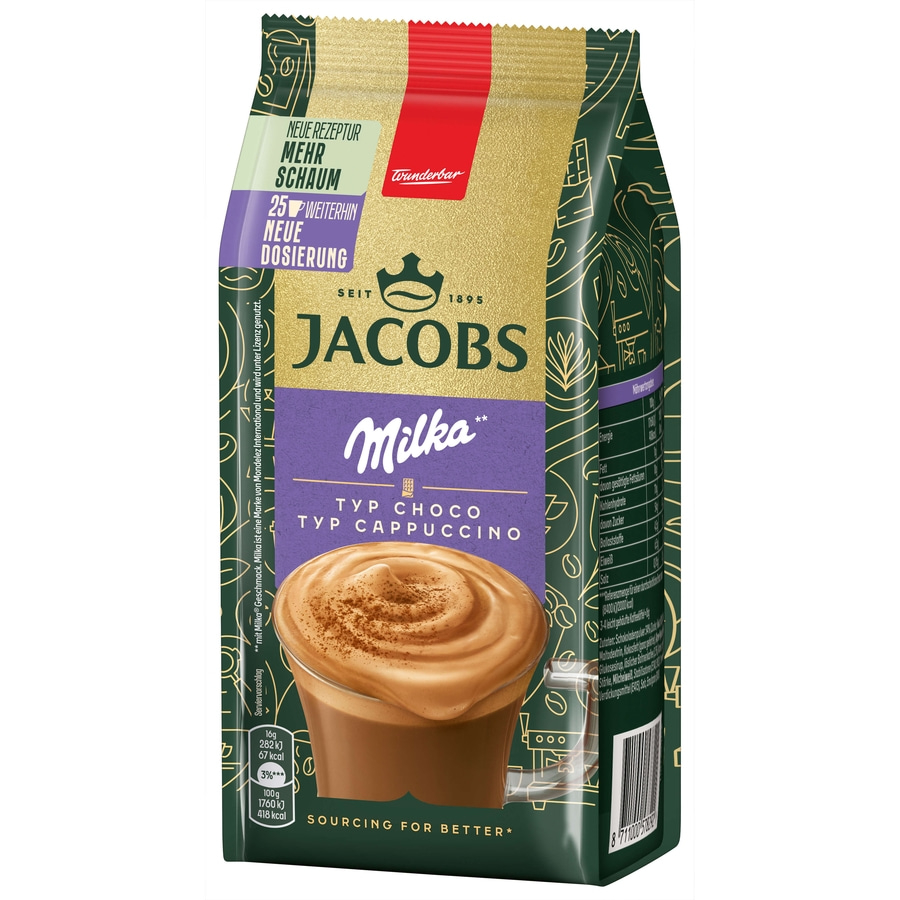 JACOBS Löskaffee TYP CHOCO CAPPUCCINO 12 x 400 g Beutel mit Milka®* Geschmack