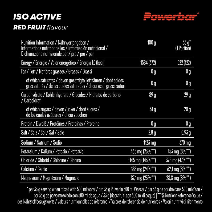 POWERBAR Isoactive Red Fruit 600g Isotonisches Sportgetränk 5 Elektrolyte Pulver