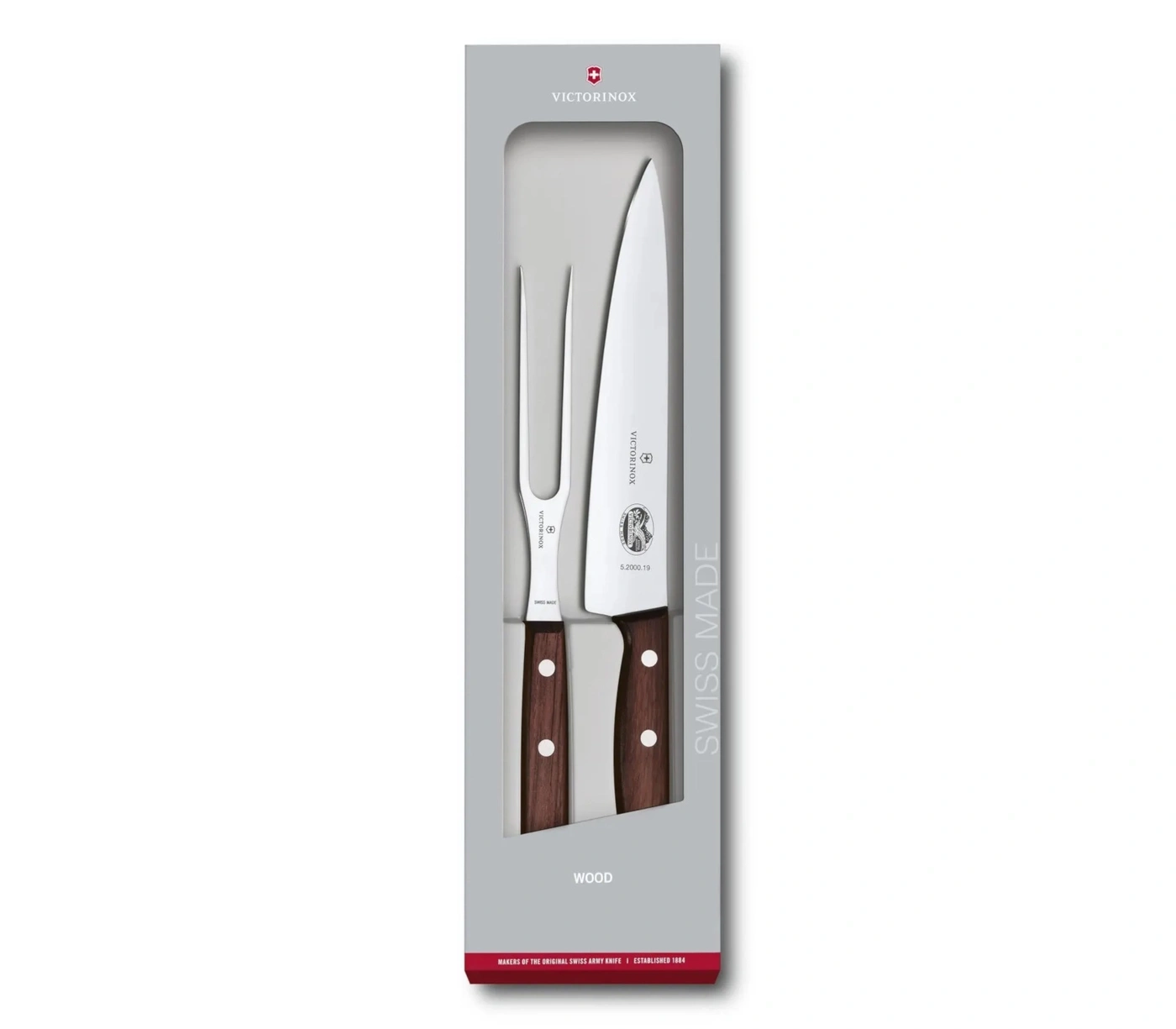Victorinox-Holz-Set: Fleischgabel und Messer, Swiss Made, Küchenutensilien, Holzgriff
