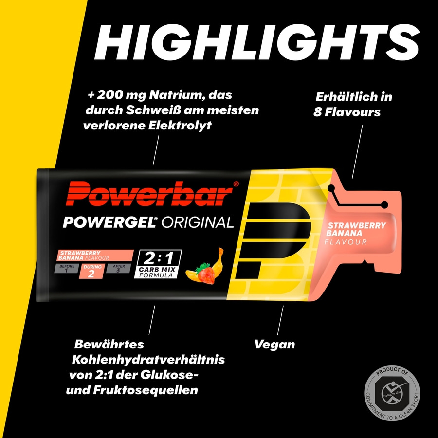 POWERBAR PowerGel Fruit Strawberry-Banana High Carb Energie Gel Natrium 24x41g
