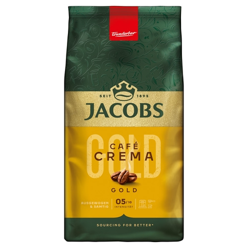 JACOBS Kaffeebohnen Expertenröstung Café Crema Gold ganze Bohnen geröstet 2x1 kg