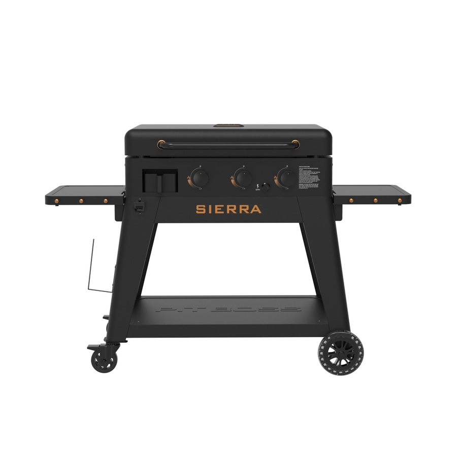Pit Boss Gasgrill mit Grillwagen Sierra Onyx Plancha 3-Brenner BBQ Grill tragbar