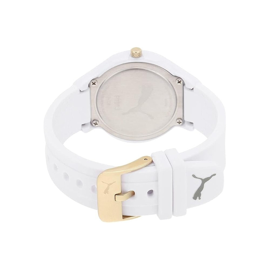 PUMA 40 mm Quarzuhr Reset P1013 Polycarbonat Dornschließe Weiß B-WARE