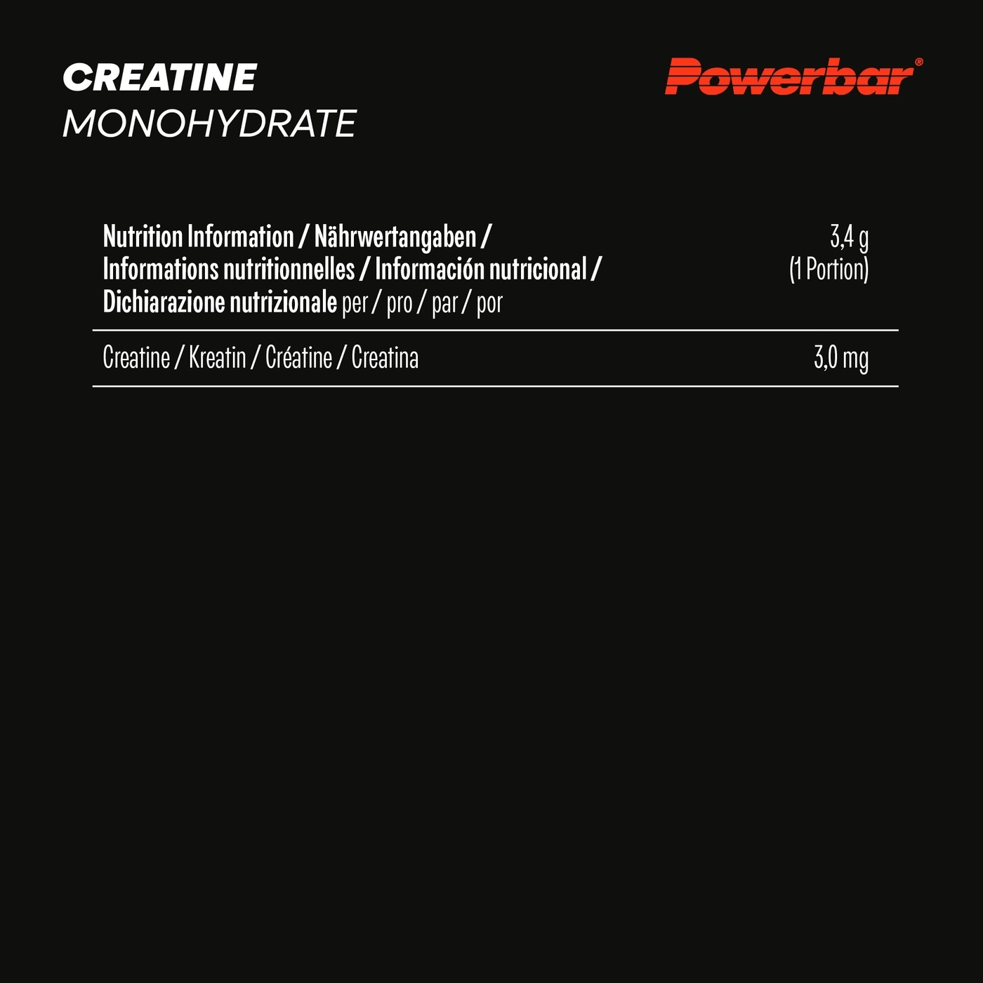 POWERBAR Kreatin Creapure® Monohydrate Pulver Black Line geschmacksneutral 300 g