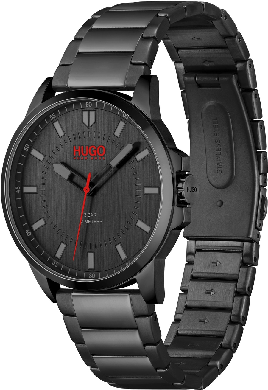 HUGO 1530187 Herrenarmbanduhr Quarz 43 mm Edelstahl Schwarz