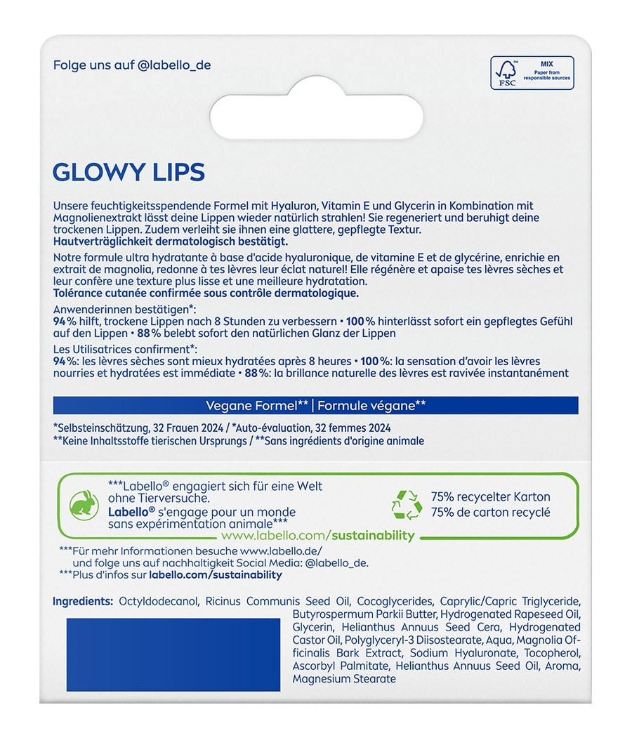 LABELLO Glowy Lips Lippenpflege Set, Glowy Lips Clear ultra leichte Pflege
