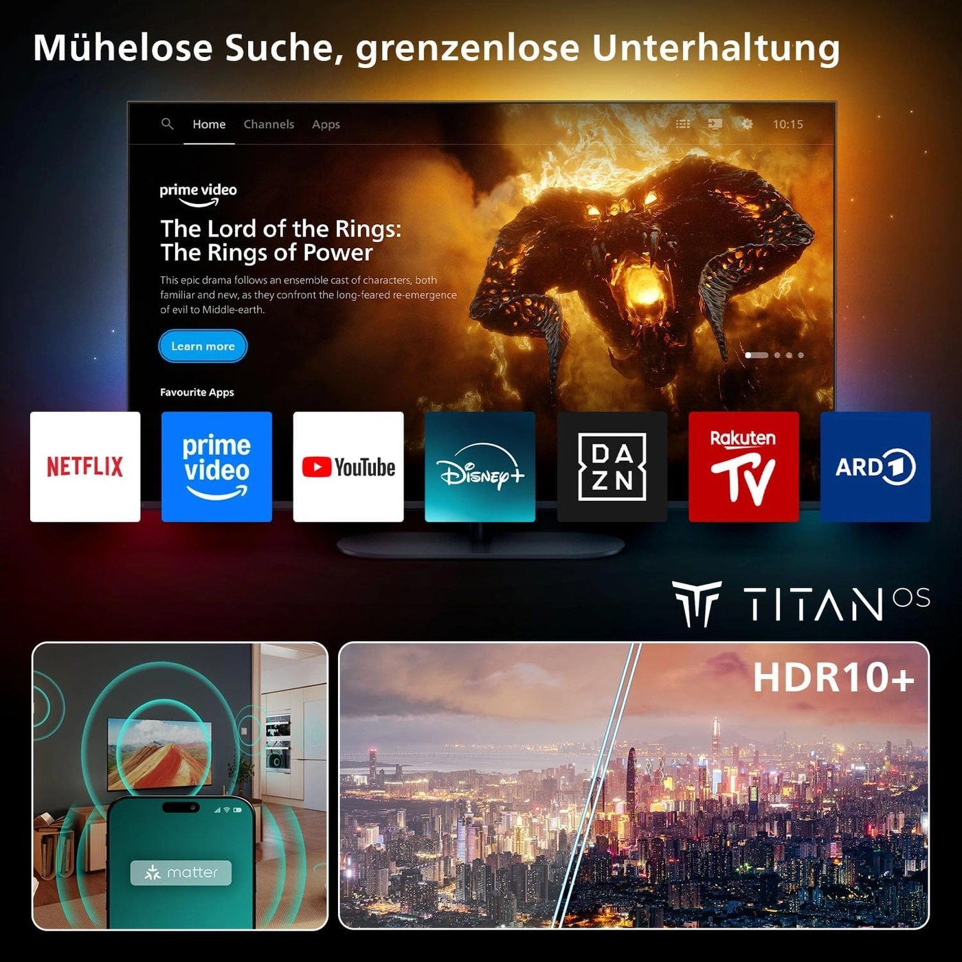 Ein Smart TV mit vielen Apps, HDR10+ und Titan OS.