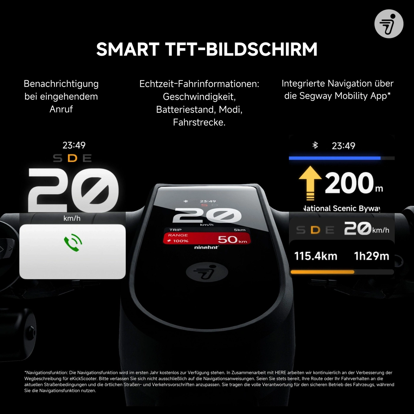 NINEBOT by Segway E-Scooter KickScooter MAX G3 20km/h bis zu 80km Aluminium