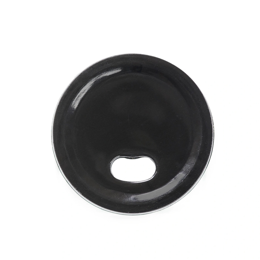 Nahaufnahme eines schwarzen, glänzenden Deckels mit einem Loch in der Mitte