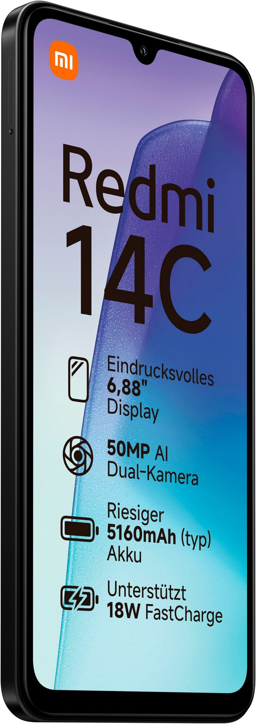 Xiaomi Redmi 14C Smartphone mit 6,88" Display, 50MP AI Dual-Kamera und 5160mAh Akku.