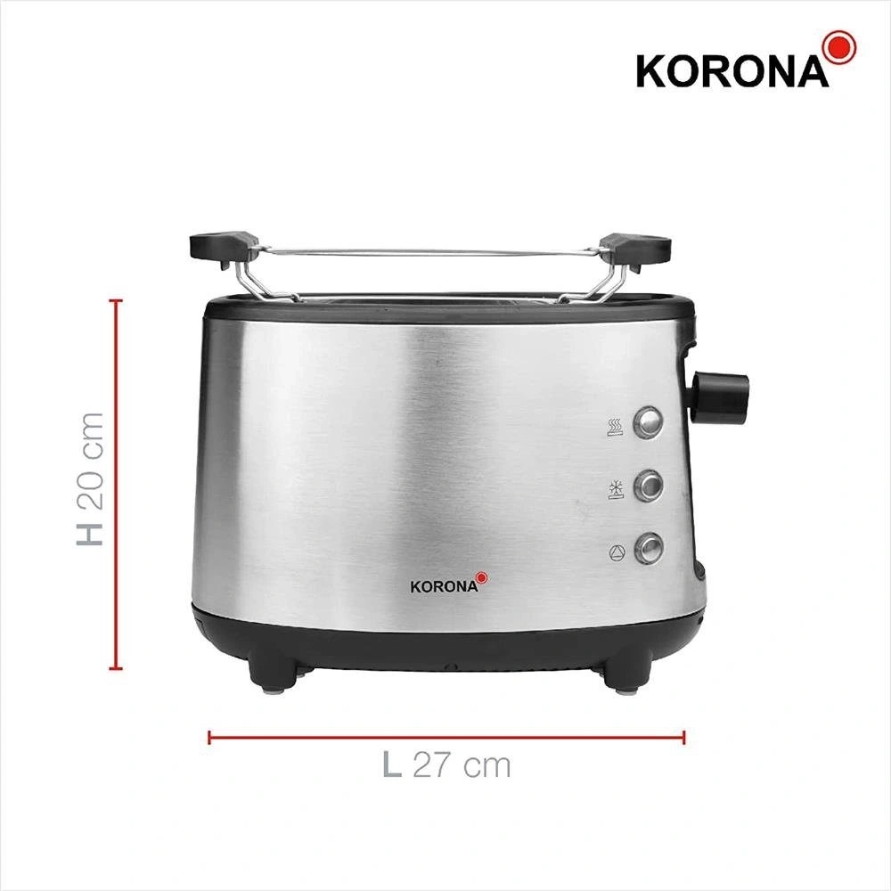 Toaster, silberfarben, mit den Maßen 20 cm x 27 cm, von Korona.