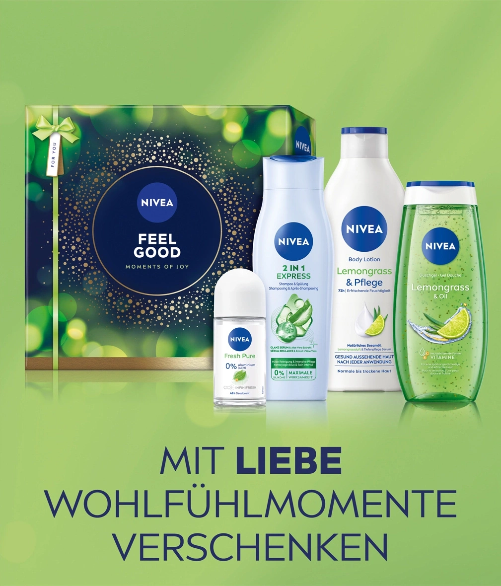 Nivea Geschenkset mit Duschgel, Bodylotion, Shampoo und Deo
