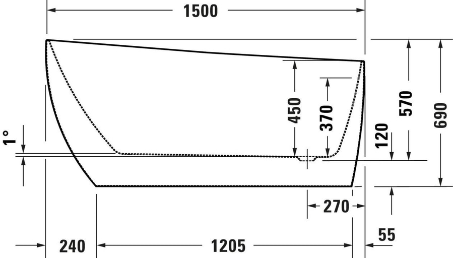 DURAVIT DuraFaro Badewanne 1500x700 mm Oval Wanne Freistehend