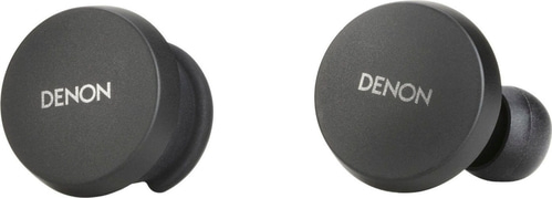 Zwei schwarze Denon-Kopfhörer mit dem Denon-Logo auf der Oberfläche.