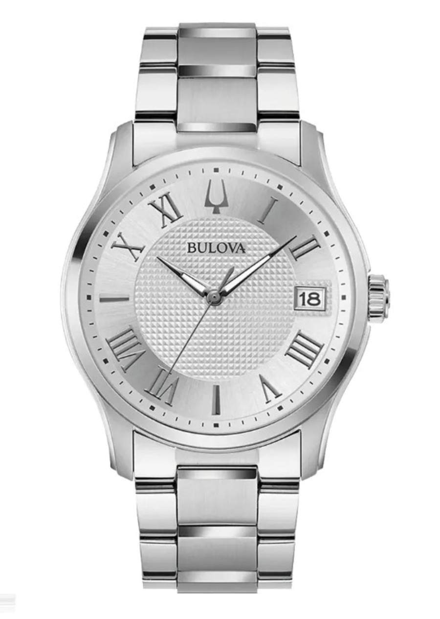 BULOVA 96B391 Armbanduhr Quarz Edelstahl Datumanzeige Silberfarben B-Ware