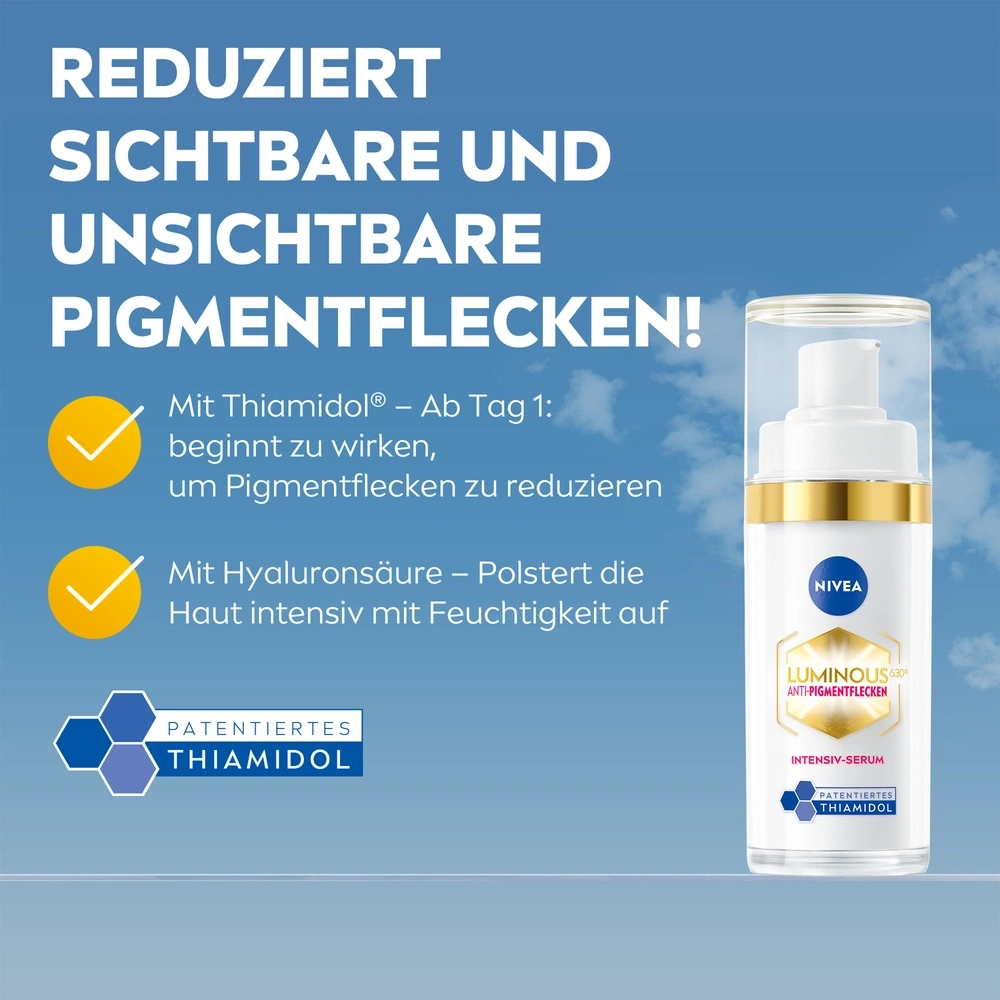 Nivea Luminous630 Serum gegen Pigmentflecken mit Thiamidol und Hyaluronsäure