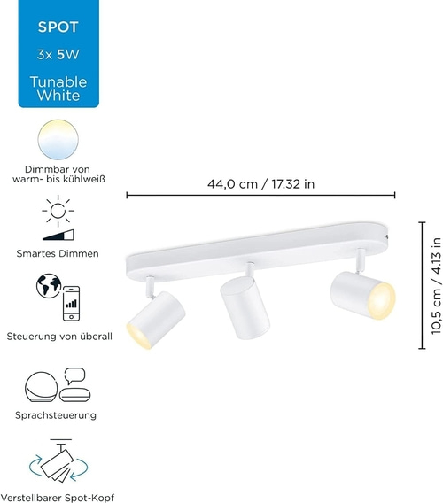 2x Wiz LED 3er Wand- und Deckenspot Deckenleuchte Wandleuchte Weiß 3x 5W NEU