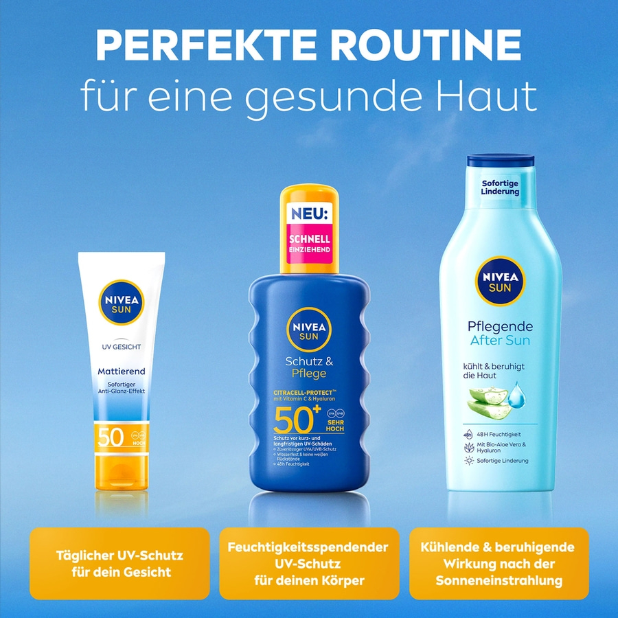 Nivea Sonnencreme für Gesicht, Körper und After Sun Pflege für gesunde Haut.