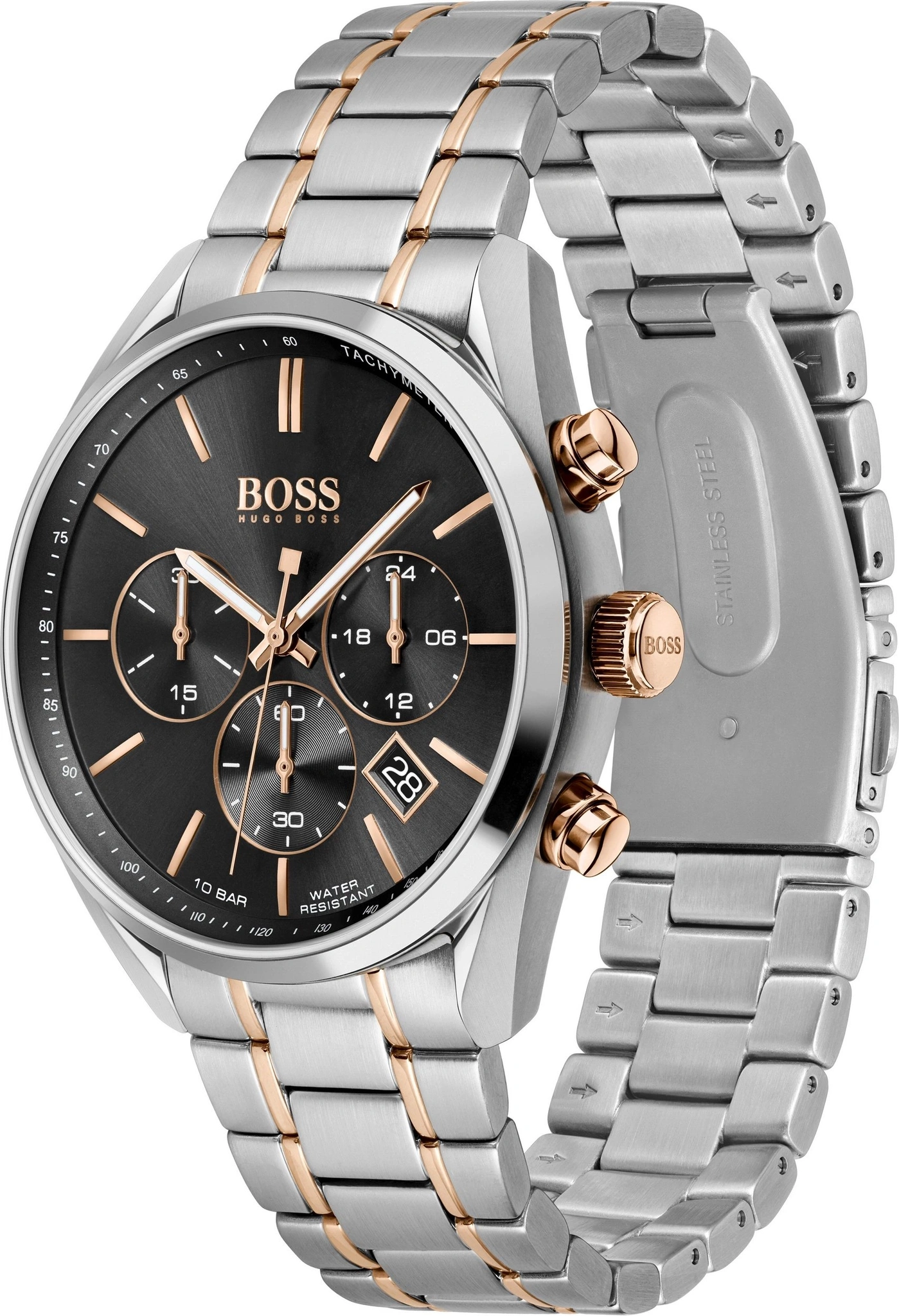 BOSS Hugo Boss Armbanduhr mit schwarzem Zifferblatt und Roségold-Akzenten