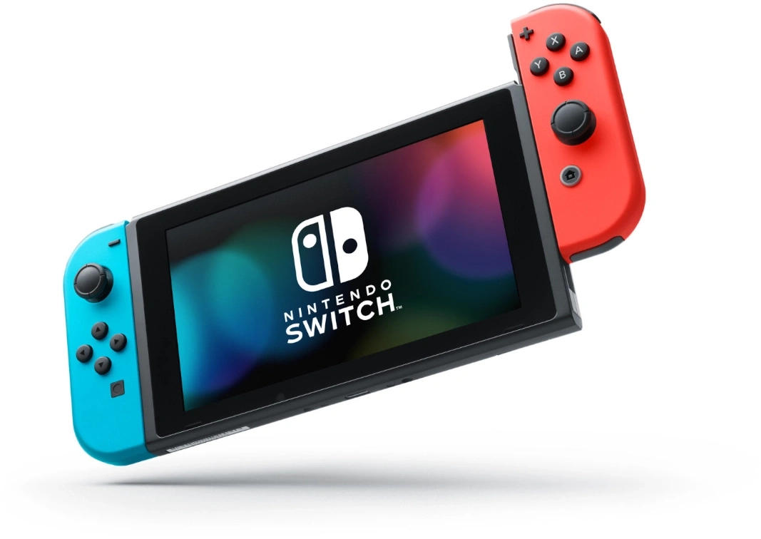 Nintendo Switch Konsole mit roten und blauen Joy-Con Controllern