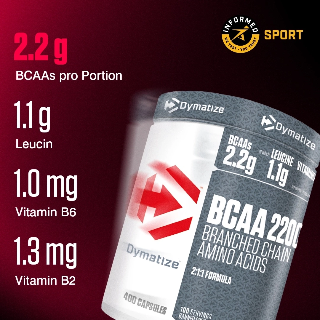 Dymatize BCAA 2200: Muskelaufbau mit Aminosäuren und Vitaminen.