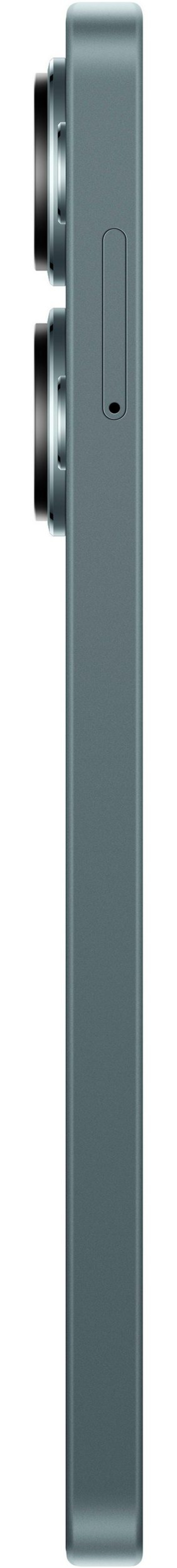 Graues Smartphone mit Kamera, Seitenansicht, rechte Seite, mit Knöpfen und Kameras