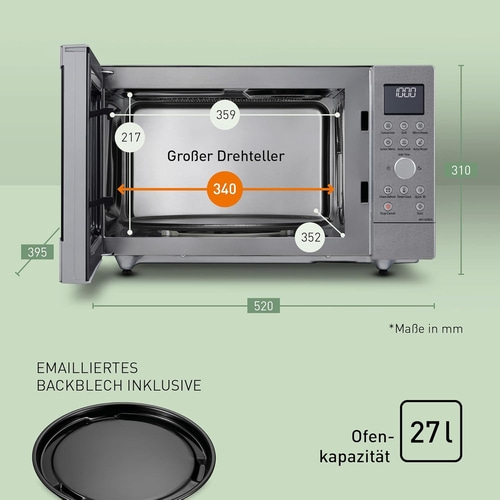 PANASONIC Kombi-Mikrowelle mit Grill und Heißluft 1000 W 27 Liter NN-CD58JSGPG